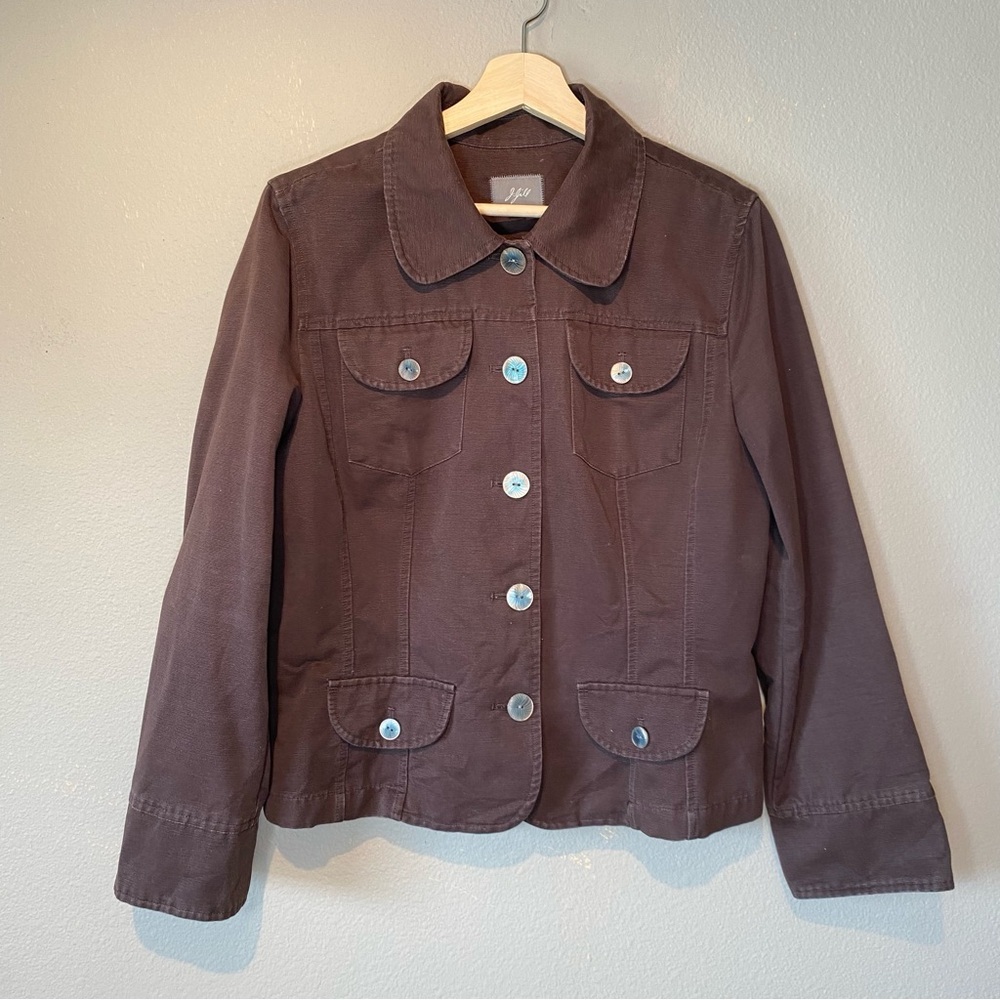 J. Jill Brown Cotton Corduroy Textured Blazer Jacket Size M Retro Preppy Career